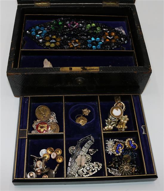 Leather case of costume jewellery